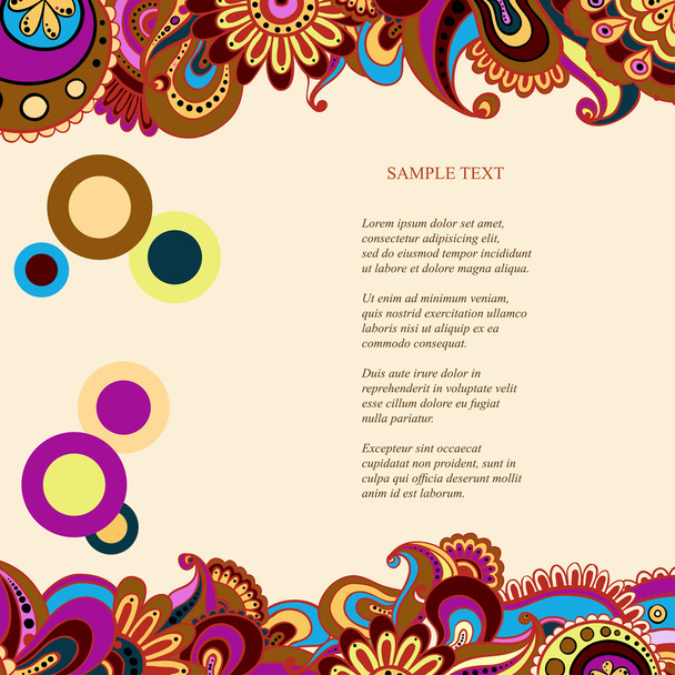 Vector floral decorative background. Template frame design for card with place for your text. - Vecteur, image