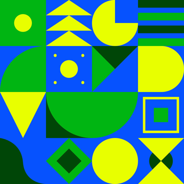 Γεωμετρικό σχέδιο, φόντο Bauhaus, αδιάλειπτη σύγχρονο μοτίβο με σχήματα, κύκλος, τρίγωνο και τετράγωνο. Αφηρημένη διανυσματική έγχρωμη τέχνη σε στυλ της δεκαετίας του 80 - Διάνυσμα, εικόνα