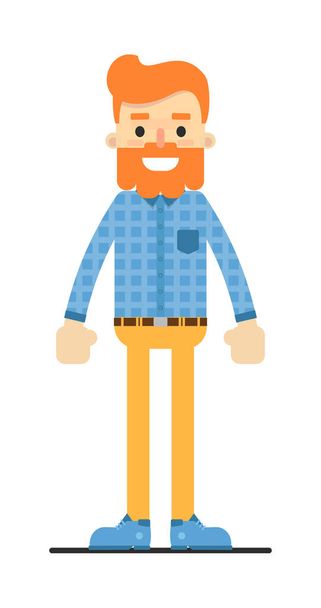 Handsome redheaded bearded hipster character isolated on white background vector illustration. People personage in flat design. - Вектор, зображення