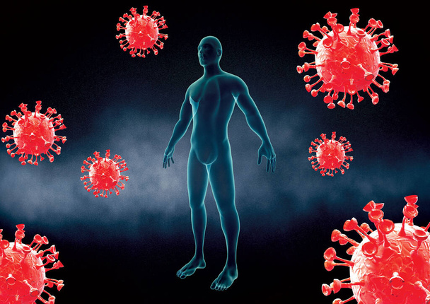3d ilustración 3d renderizado corona virus cuerpo humano
 - Foto, Imagen