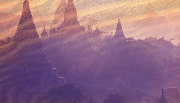 Bagan naplementekor - Fotó, kép