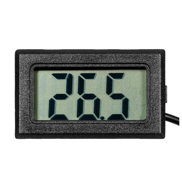 Termo-igrometro digitale con numeri sul display LCD isolato su sfondo bianco
 - Foto, immagini