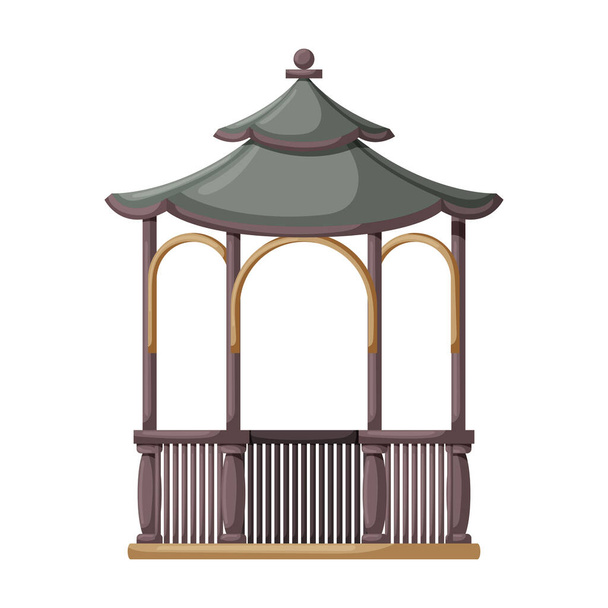 Wooden gazebo of pergola vector icon.Cartoon vector icon isolated on white background wooden gazebo of pergola . - Vector, afbeelding