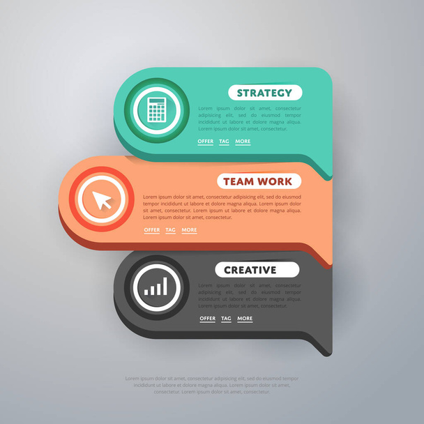 Abstract infographics elements concept with different stage and parts elements. Layout of data infographics. Timeline and steps graphic. - Vektor, Bild