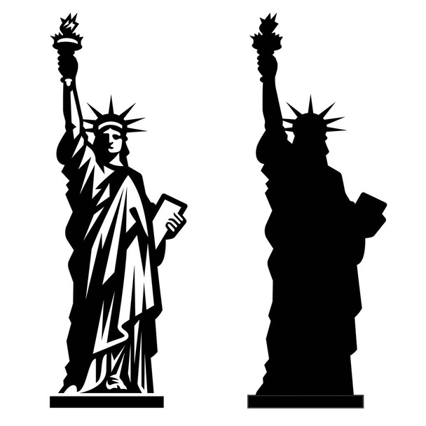 Socha svobody. Newyorská památka. Americký symbol. Vektorová silueta - Vektor, obrázek