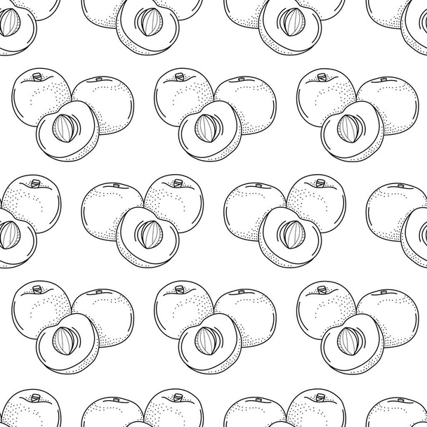  Vector seamless pattern with doodle apricots; hand drawing apricots for fabric, wallpaper, packaging, textile, web design. - Vektor, Bild