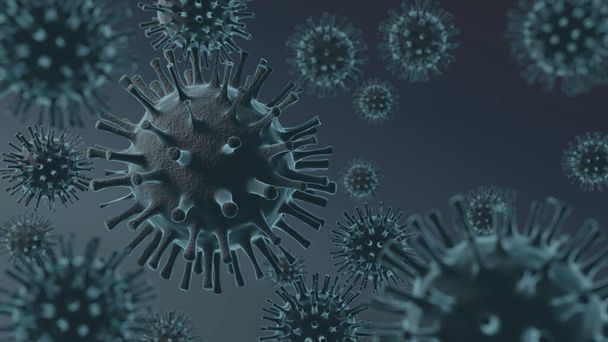 вирус короны 2019-ncov Вспышка гриппа Ковид-19, концепция пандемического риска атипичной пневмонии 3d рендеринг фона
 - Фото, изображение