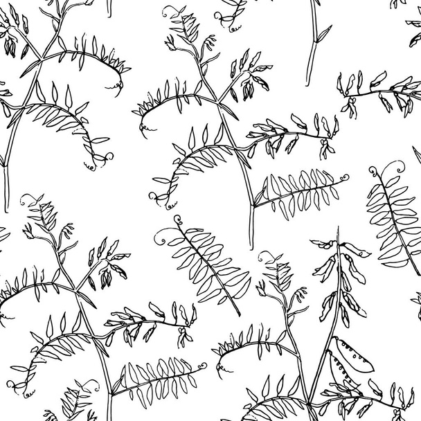 Hand drawn vector seamless pattern with botanical flowers for textile, wallpaper, banner, postcard and other. - Vector, Imagen