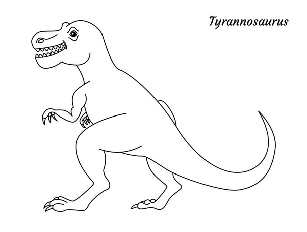 Окраска страницы очертания динозавра тираннозавра. Векторная иллюстрация на белом фоне
 - Вектор,изображение