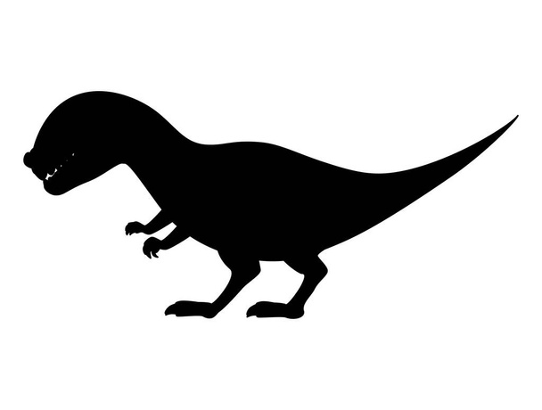 Allosaurus Silhouette isoliert auf weißem Hintergrund. Vektorillustration. - Vektor, Bild