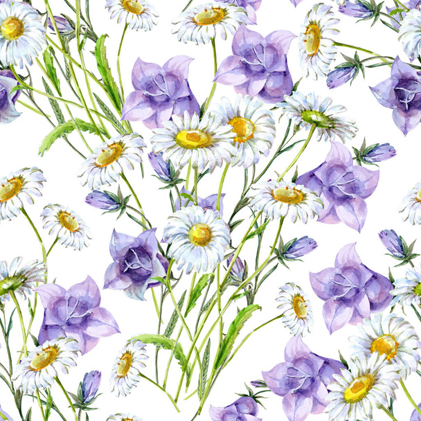 Seamless pattern watercolor flower bouquets on white background. Beautiful pattern for decoration and design. Trendy print. Exquisite pattern for design of watercolor sketches of the flowers. - Foto, imagen