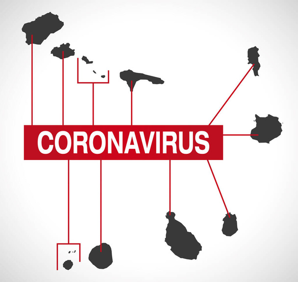 Kap Verden kartta, jossa Coronavirus varoituskuva
 - Vektori, kuva