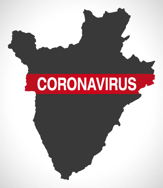 Burundi-Karte mit Coronavirus-Warnhinweis - Vektor, Bild
