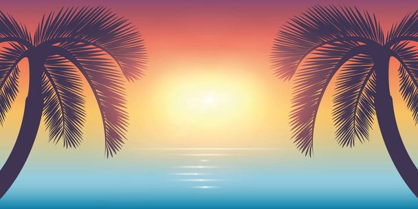coucher de soleil romantique sur la plage de palmiers design vacances d'été
 - Vecteur, image
