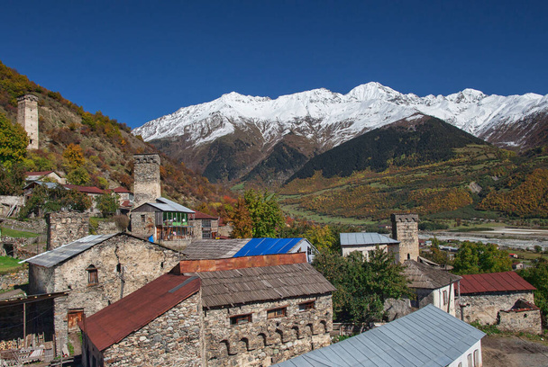 countryside of Svaneti region Georgia - Fotoğraf, Görsel