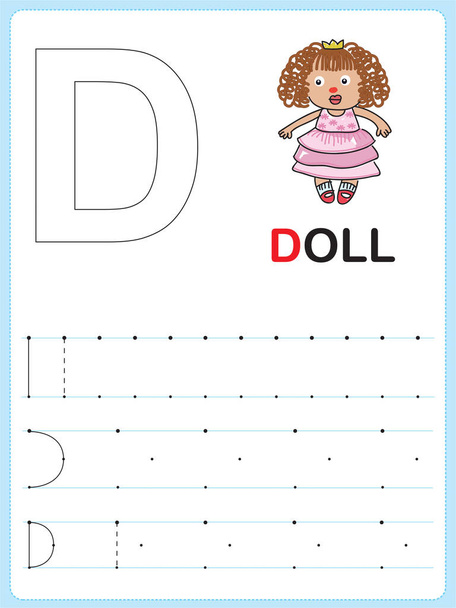 Упражнение для детей дошкольного и младшего школьного возраста, упражнение с заглавной буквы алфавита - Вектор,изображение