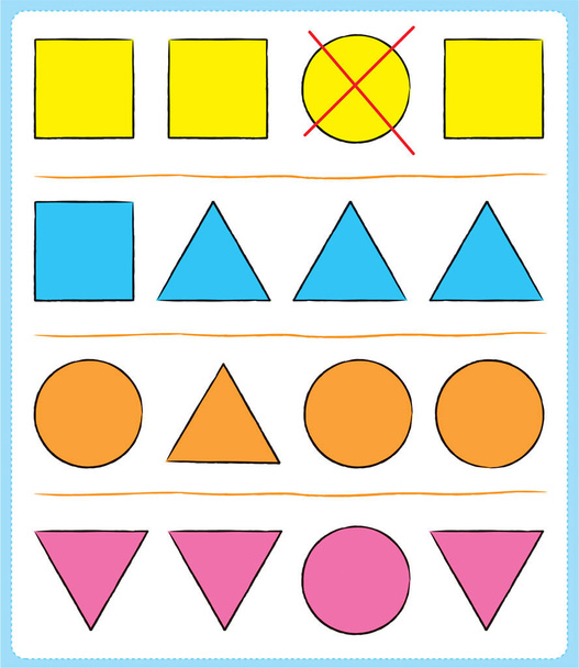 Cvičení pro děti ve školce a školce, Ilustrované cvičení - geometrické tvary - Vektor, obrázek