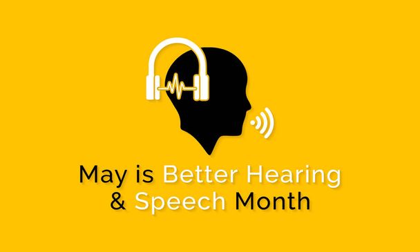 Vektorillustration zum Thema Besseres Hören und Sprechen Monat, der während des gesamten Monats Mai beobachtet wird, um das Bewusstsein für Kommunikationsstörungen zu schärfen. - Vektor, Bild