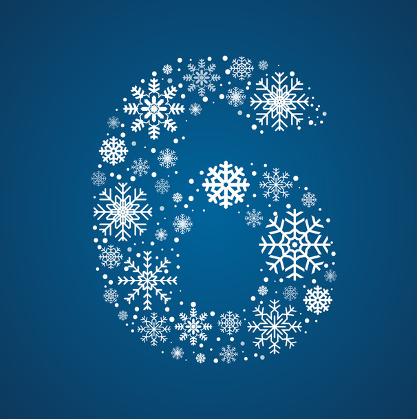 Number 6 vector font frosty snowflakes - Vector, Image
