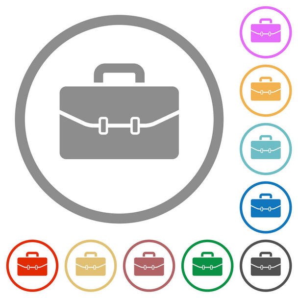 Satchel with two buckles flat color icons in round outlines on white background - Vector, Image