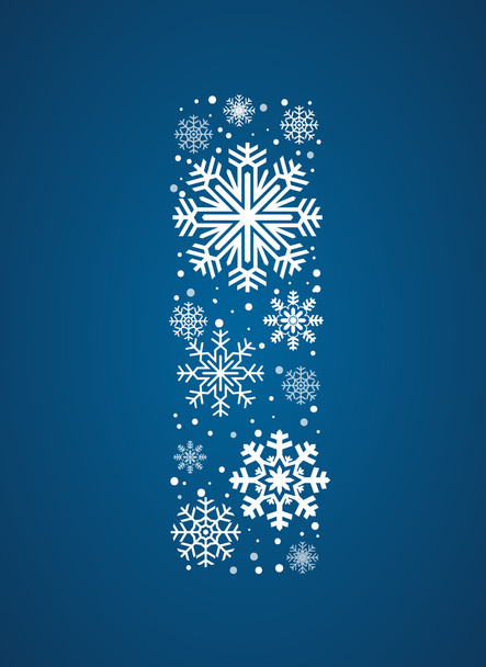 de letter i, vector lettertype frosty sneeuwvlokken - Vector, afbeelding