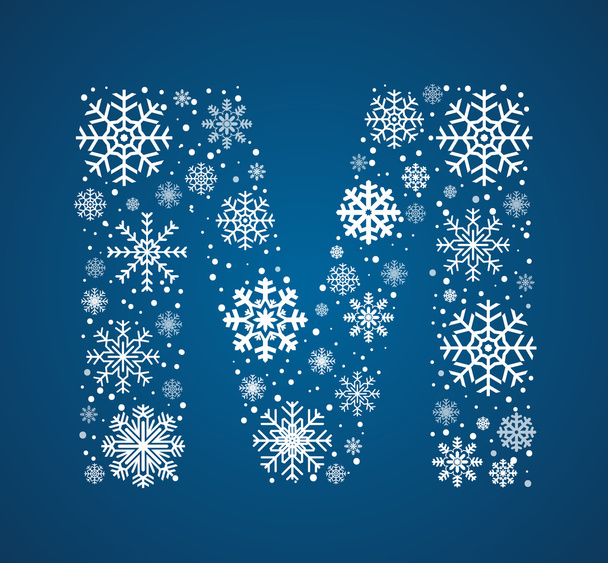 Letter M, vector font frosty snowflakes - Vettoriali, immagini