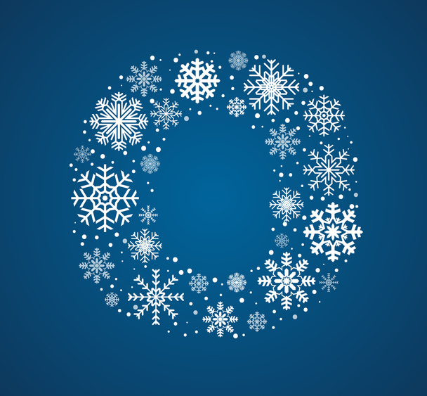 Letter O, vector font frosty snowflakes - Vector, Image