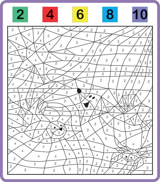 Ejercicio para niños de preescolar y jardín de infantes, Ejercicio ilustrado - números
 - Vector, imagen