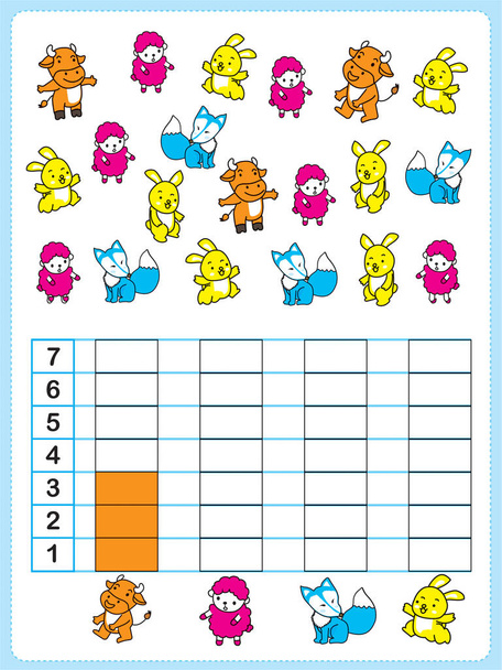 Exercise for preschool and kindergarten kids, Illustrated exercise - numbers - Vector, Image