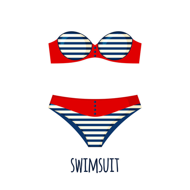 Swimsuit icon in flat style isolated on white background. Striped Swimming suit. Vector illustration. - Vecteur, image