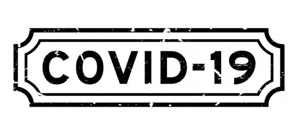Grunge černá COVID-19 (Kód pro coronavirus) slovo gumové razítko na bílém pozadí - Vektor, obrázek