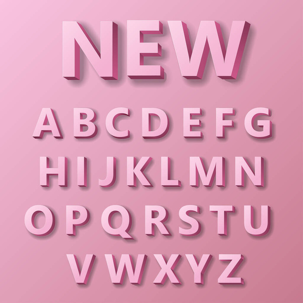New bright pink 3D Alphabet Letters - Vector, Image