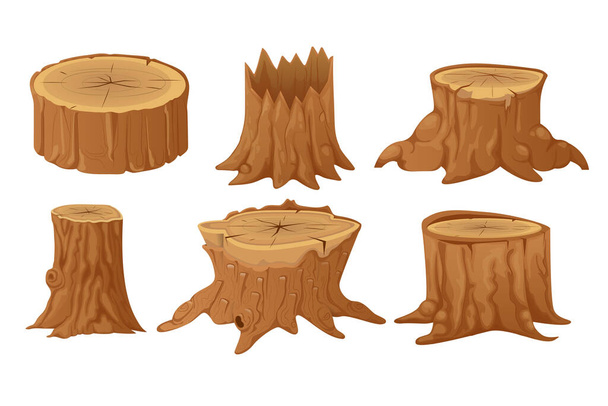 Collection of tree stumps and trunks - Vector, Image