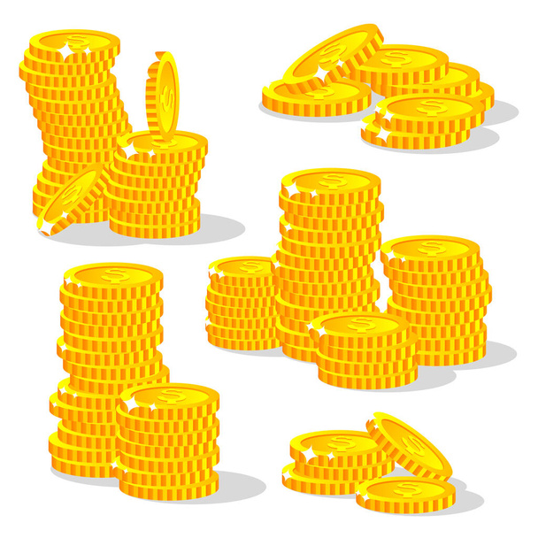 Ilustración vectorial de monedas de oro - Vector, Imagen