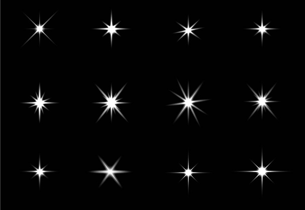 Leuchtende Lichteffekte, Fackeln, Explosion und Sterne.  - Vektor, Bild
