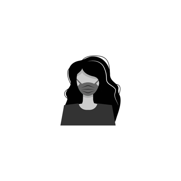 医療保護マスクの女性の顔。隔離だ。covid 2019コロナウイルス｜EPS10 - 写真・画像