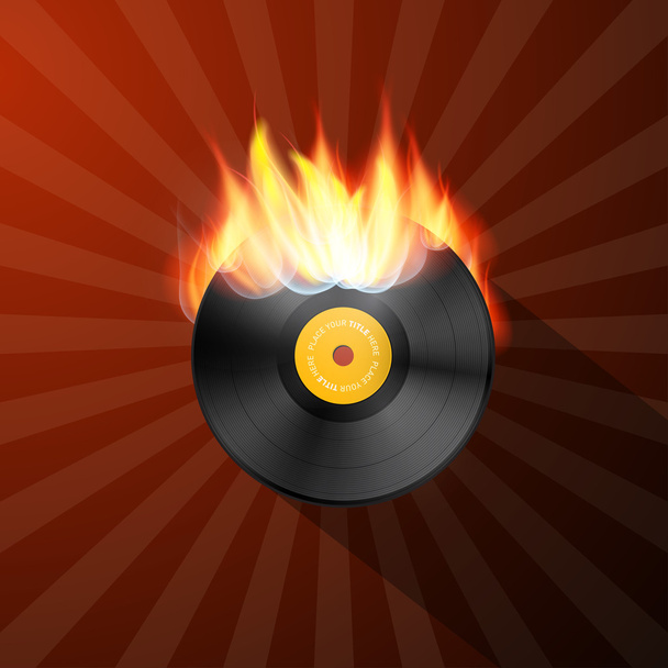 炎のビニール レコードのディスク - ベクター画像