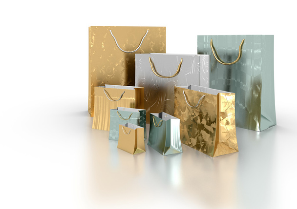 Декоративные сумки для покупок - изолированные на белом фоне
 - Фото, изображение