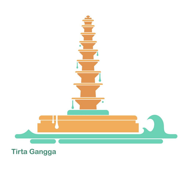 Водный дворец Тирта Ганга. Ориентир в Бали, Индонезия. Плоский вектор
 - Вектор,изображение