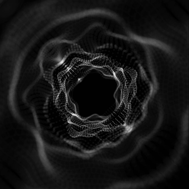 Abstract frame tunnel. 3D corridor grid wormhole. - Photo, Image