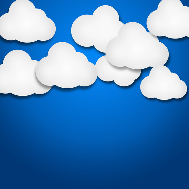nubes de papel blanco sobre fondo azul degradado - Foto, imagen
