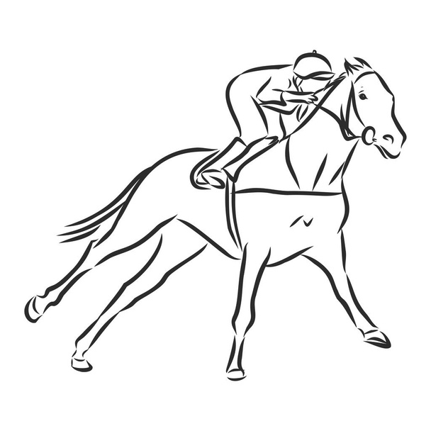 Vektori kuva kilpa hevonen ja jockey - Vektori, kuva