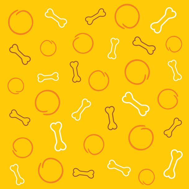 Gelber Hintergrund mit Kreisen und Knochen - Vektor, Bild