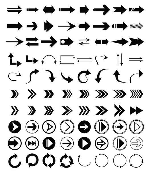 Flèches grandes icônes ensemble noir - Vecteur, image