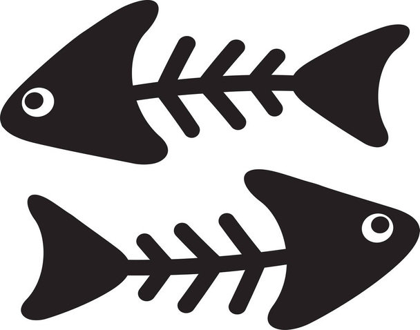 Fish skeleton. Black simple vector illustration - Vector, Image
