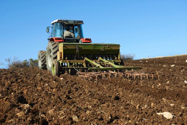 agricultural tractor sowing seeds - Photo, Image