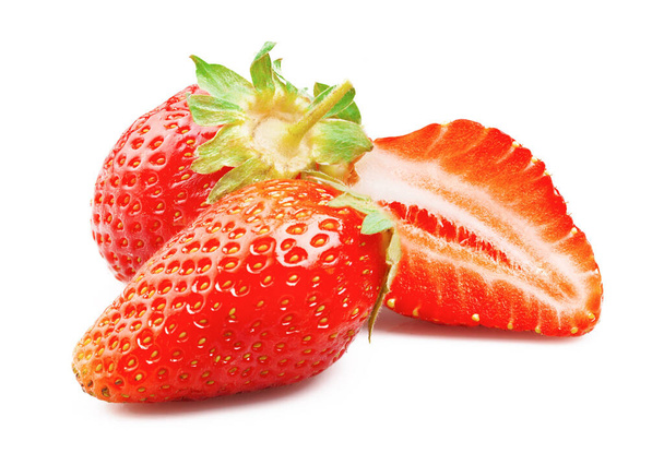Ripe juicy strawberry isolated on white backgroun - Photo, Image