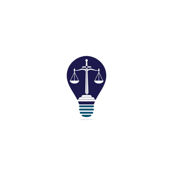 Law and Attorney Glühbirnenform Konzept Logo Design. Kanzlei und Büro Vektor Logo Design. Justizrecht und Rechtsanwalt Logo Design-Vorlage - Vektor, Bild