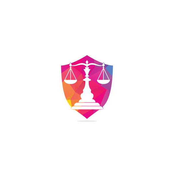 Jog és ügyvéd pajzs alakú koncepció Logo Design. Ügyvédi iroda és irodai vektor logó tervezés. igazságszolgáltatási jog és ügyvéd logó design sablon - Vektor, kép