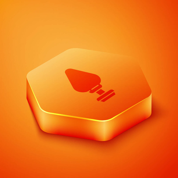Isometric Anal plug icon isolated on orange background. Butt plug sign. Fetish accessory. Sex toy for men and woman. Orange hexagon button. Vector Illustration - Vektor, obrázek